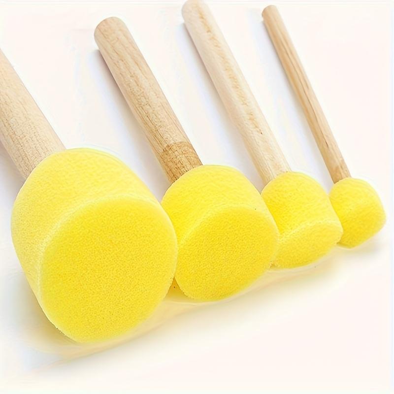 24pcs Yellow Sponge Paint Brushes/Round Mushroom Heads/Durable Rubber/for Graffiti, Painting, And Art Projects