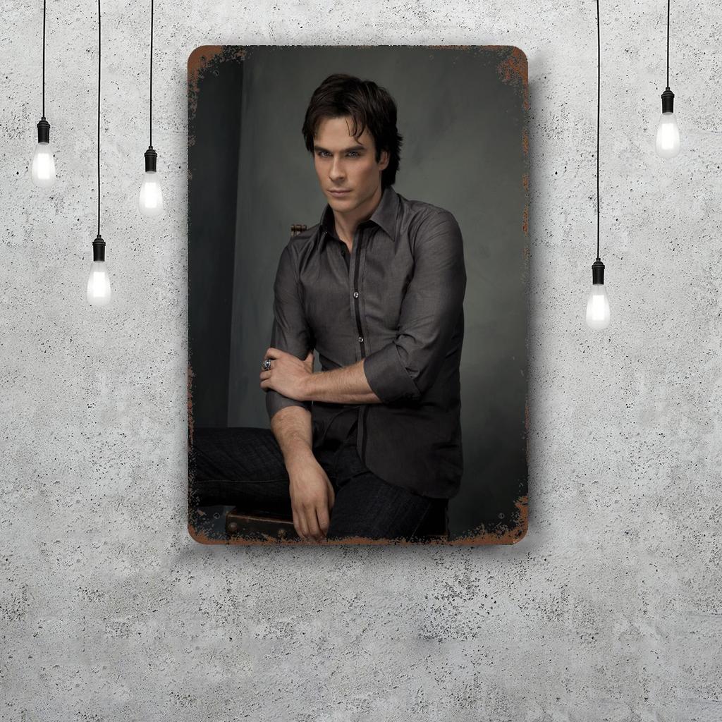 Damon Salvatore Decor Poster Vintage Tin Sign Metal Sign Decorative Plaque for Pub Bar Man Cave Club Wall Decoration