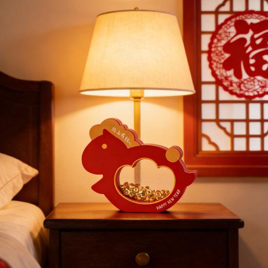 2026 Year of The Horse Chinese New Year Ornaments Wooden Small Horse Jewelry Box for Spring Festival Home Entrance Room Kitchen Decor