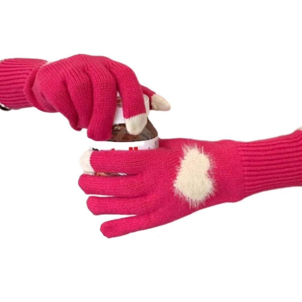 Touchscreen Love Heart Gloves Warm Cycling Gloves Fashion Women Knitted Gloves  Ladies