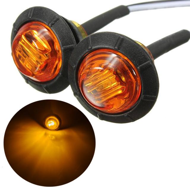 2 Pcs 3/4 Inch Mount LED Rear Side Marker Indicator Lights for Trucks, Traile ,Cab Marker, Boats 12V 24V RED GREEN YELLOW BLUE