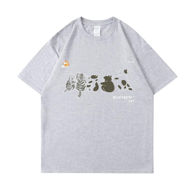 

Рубашка с коротким рукавом, мужская, с рисунком кошки, летние, свободные и универсальные, студенческие футболки 3XL