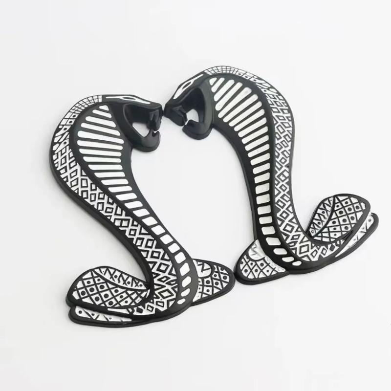 2x Snake Cobra Car Front Grille Emblem Side Fender Badge Rear Trunk Car Stickers Accessories