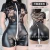 Domila Sexy Underwear Lace Patent Leather Open Crotch Free Onesie Nightclub Bar SM Bundle Set F182