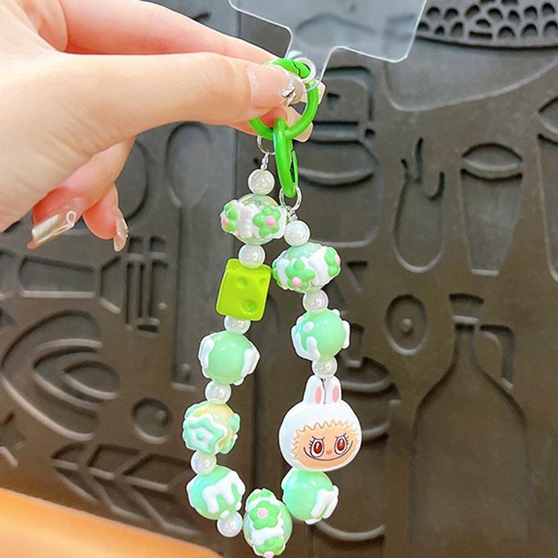 1Pc Backpack Accessories Labubu Phone Pendant Anime Beaded Phone Case Chain Keychain Camera Decoration Gift