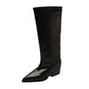 Winter Thick Heel Pointed Toe Woman Knee-High Boots Ladies Elegant Slip On Long Booties Botas De Inverno Feminina