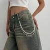 Punk Style Patchwork Pants Chain & Faux Pearl Beaded Waist Ornament - European & American Street Fashion