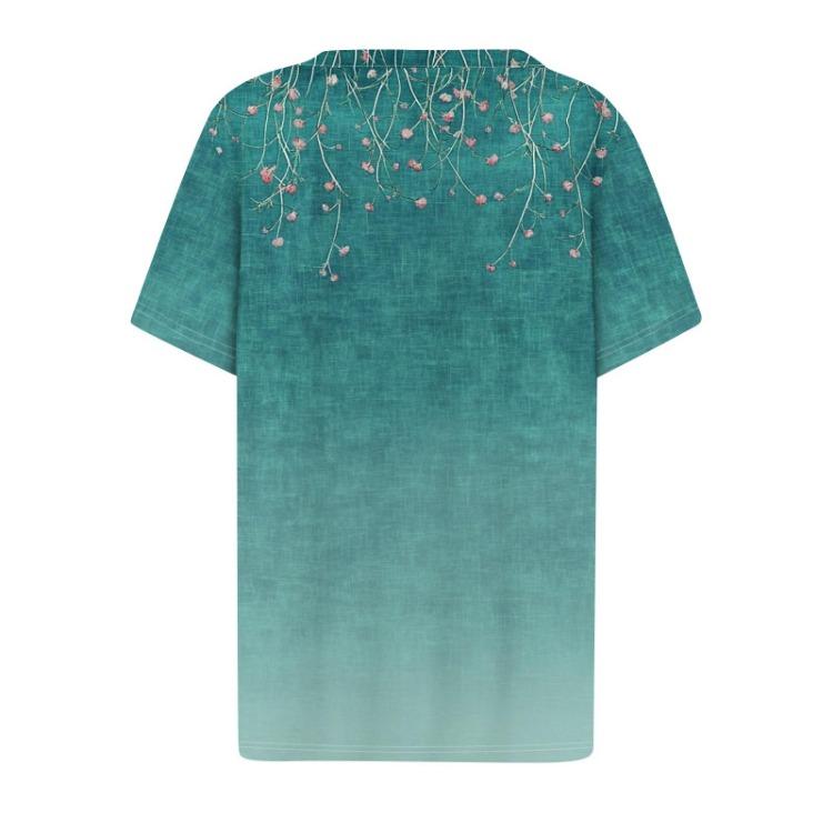 Women's Casual V Neck Printed Short Sleeve T Shirt Basic Tee Top Daily Wear Fashion