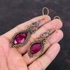 Faceted Kashmir Ruby Earring Copper Wire Wrapped Jewelry Natural Gemstone Earrings Copper Earring Handmade Jewelry Wire Wrap Earring For Mom