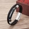 Minimalist Crystal Stone Bracelet Braided Leather Cord Stainless Steel Chain Waterproof Jewelry for Men Women Daily Use