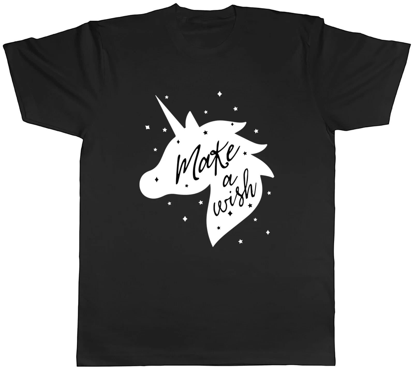 Unicorn Head Make A Wish Mens Unisex T-Shirt Tee Gift XS