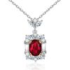 S925 Silver Ruby Pendant Natural Garnet Zircon Necklace Women's High-end European and American Style Sterling Silver Collarbone Chain