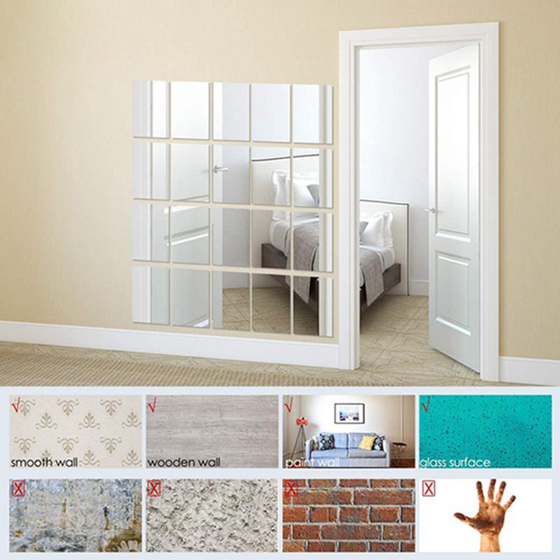 Self-Adhesive Acrylic Mirror Bathroom Shower Makeup Anti Fog Mirror Sticker Tile Shaving Mirror For Door Wardrobe Home Decor