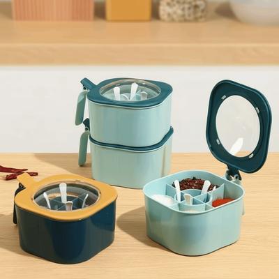 Push-type 4-In-1 Seasoning Box Leak-proof Seasoning Storage Box Sugar and Salt Container  Picnic