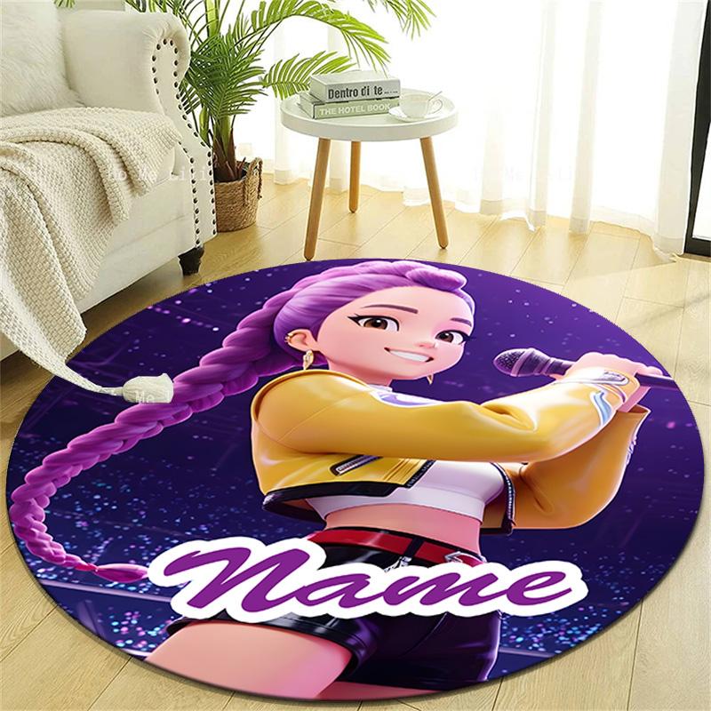 Personalized K-KPop Demon Hunters Round Chair Office Rug - Perfect for Mat, Office Chair & More - Ideal Gift for Birthdays and Holidays
