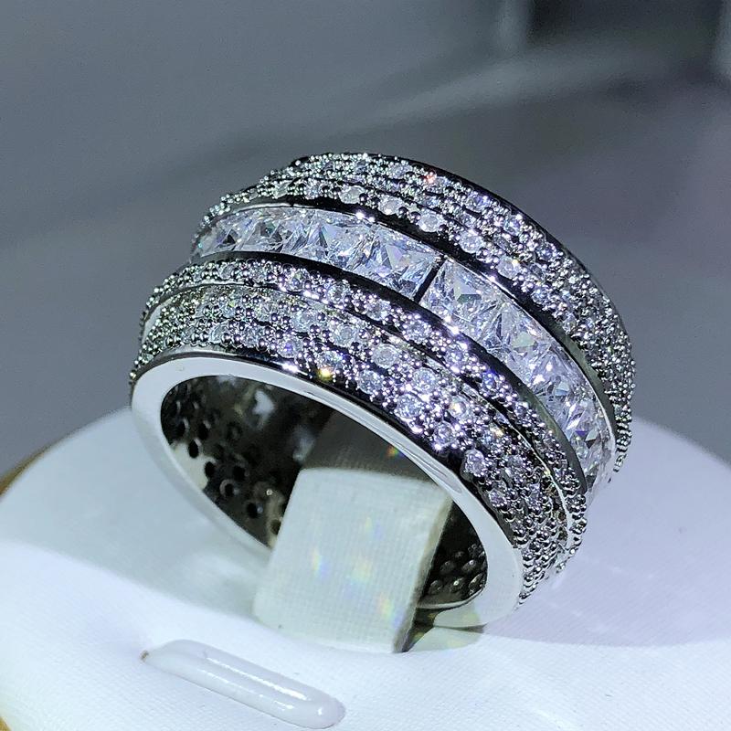 Elegant  Sterling Silver Exquisite White Zircon Stone Ring Finger Rings For Women Love Valentine's Day Gifts