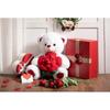 Teddybär Kuscheltiere Plüschbär mit Rose Hält Rose Weiches Plüschtier Valentinstag, 16 Zoll, Weiß