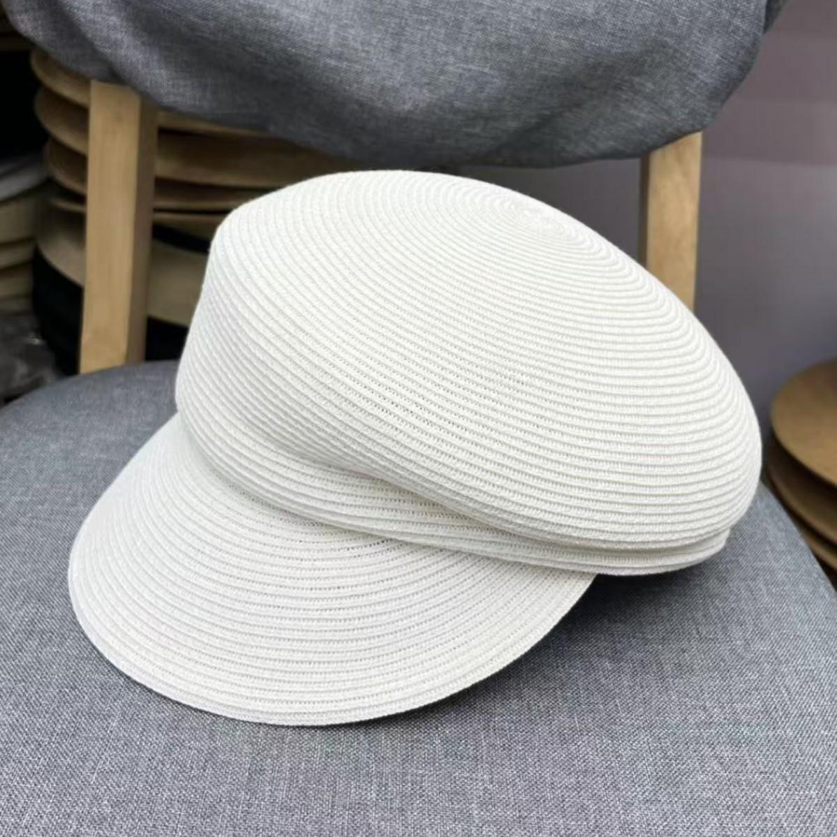 

High-end fashion Internet celebrity straw hat women spring summer sun protection visor fine grass beret equestrian cap cap One size fits all, adjustable белый