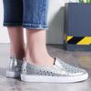 Women’s Sneakers Casual Summer Hollow Slip On Outdoor School Student Silver Shoes Plus Size