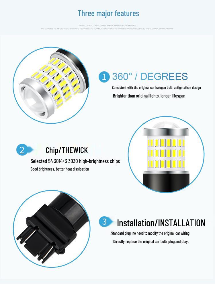 Hot-Selling 3157 LED Car Turn Signal, Brake, and Reversing Light with 54 SMDs, 3014/3030, Wide Voltage, Constant Current