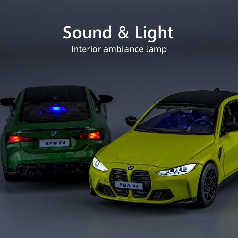 1/32 BMW M4 G82 Toy Car Model Diecast Metal Alloy Miniature Sound & Light Doors Openable Collection Gift for Children Boy Kid