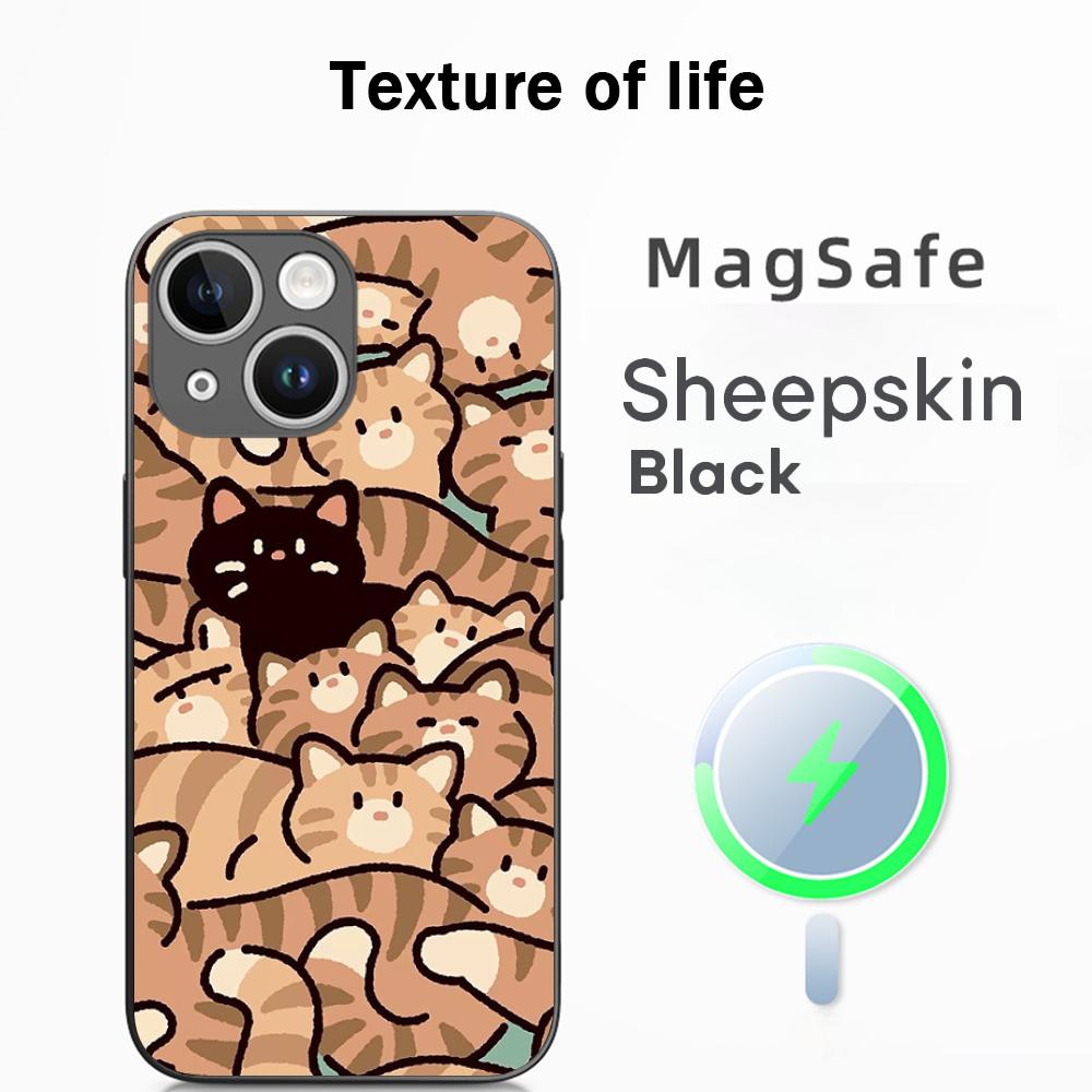 Cute Animal dog pattern lovely design  Phone Case For iPhone 17 16 15 14 13 12 Plus Pro Max  High-end Luxury Magsafe Sheepskin