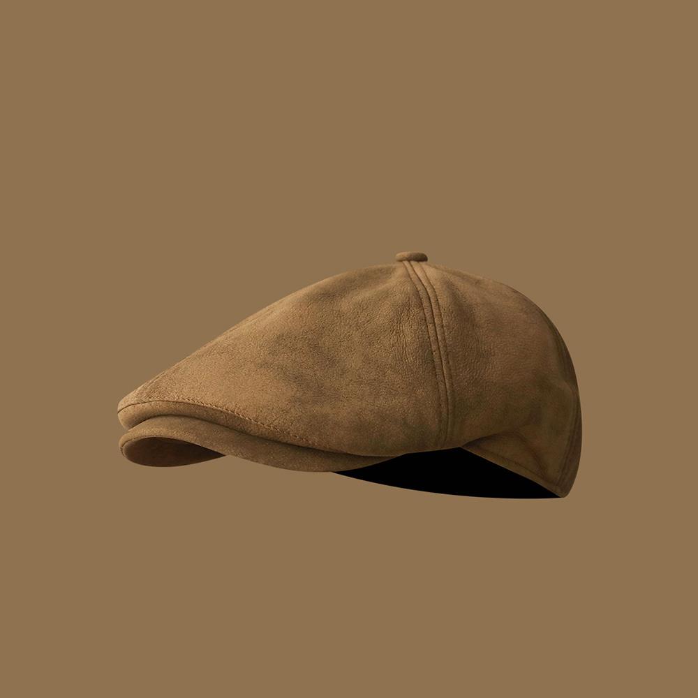 Retro verblasste Wildleder Baskenmütze Retro Vorwärtsmütze Klassische verstellbare Schiebermütze Herbst Winter Freizeit Wärme Kappe Zubehör