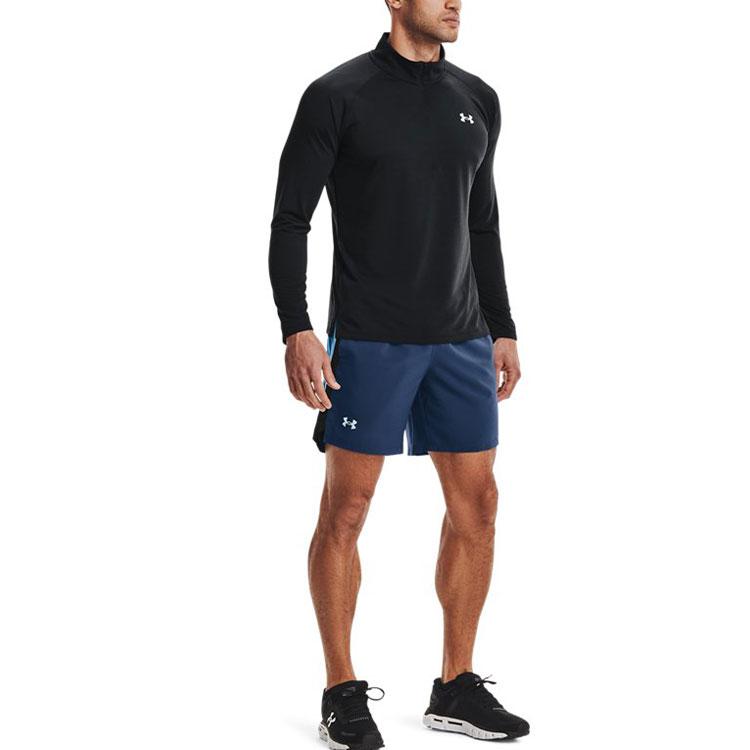 Under Armour 1/2 Zip Running Sports T-Shirt Men Tops Black 1361474-001