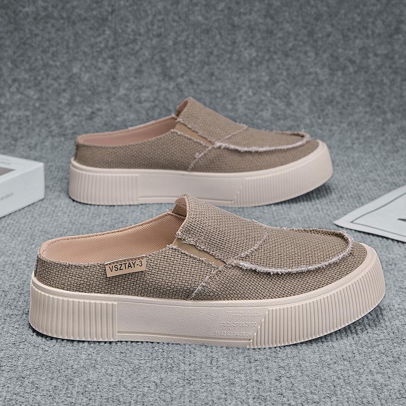 Thick Bottom Closed Toe Slides Half Shoes For Men Mules Platform Board Shoes Backless Loafers Slippers Semi-Drag Casual Shoes