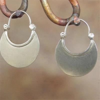 Brincos Metálicos Meia-Lua Cor Cobre Vintage Personalidade Étnica Superfície Lisa Argolas para Mulheres Joias