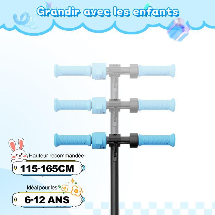 Electric Scooter for Kids 6-12 Years - RCB - LED Screen - Colorful Neons - Adjustable Speed and Height Ideal Gift Blue