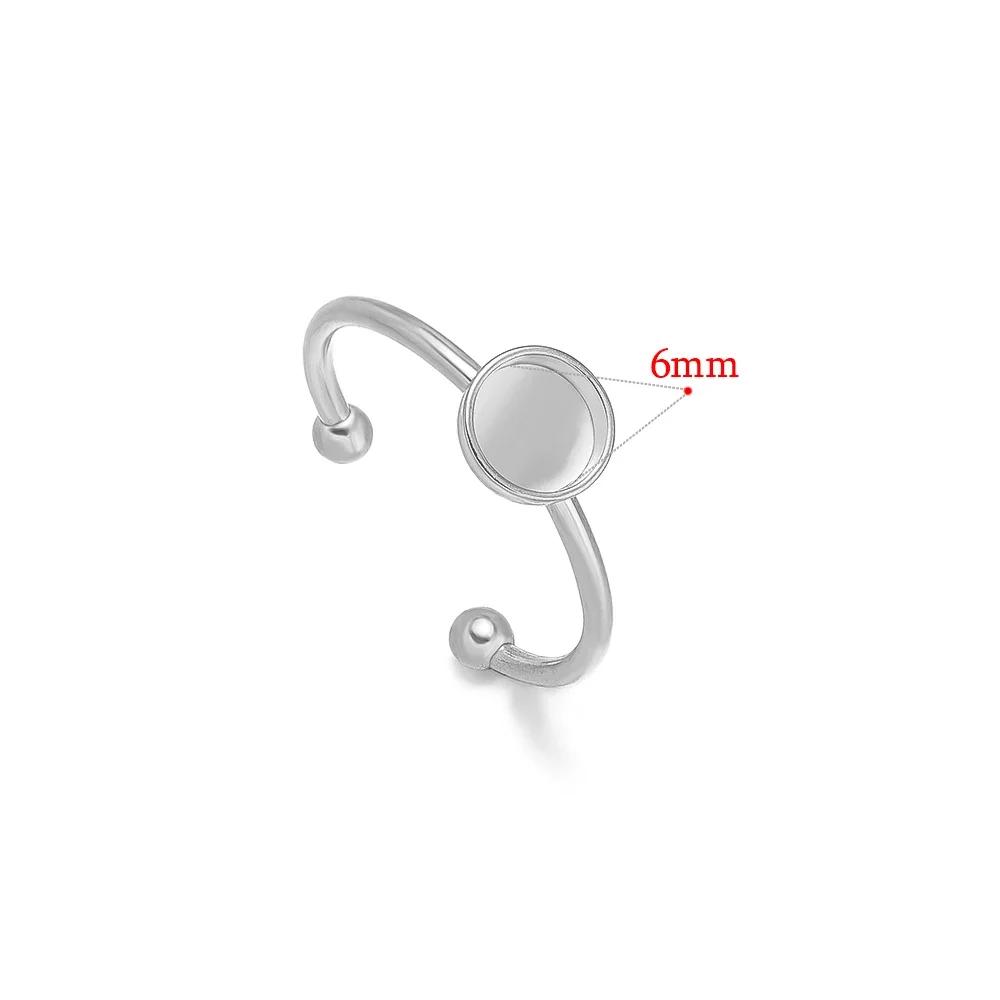 10pcs Adjustable Stainless Steel Open Ring Settings Blank Base Bezel Cabochons Rings for DIY Jewelry Making Finger Accessories