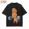 Gym Workout Dachshund Weightlifting Vintage Oversized TShirt TIJ