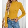 Women's Casual Solid Color Slim Button Knit Sweater Long Sleeved Base Sweater Sweater