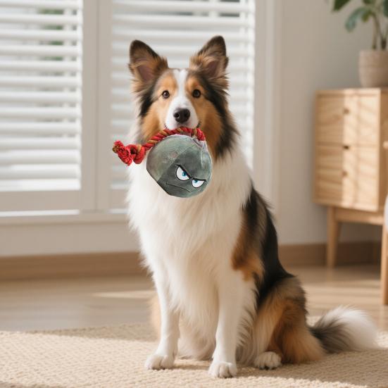 Yousheng Plush Bombs Dog Chew Toy Bite Resistant Squeaky Stuffed Cartoon Bombs Cotton Rope Toy Stress Boredom Relief Dog Teething Interactive