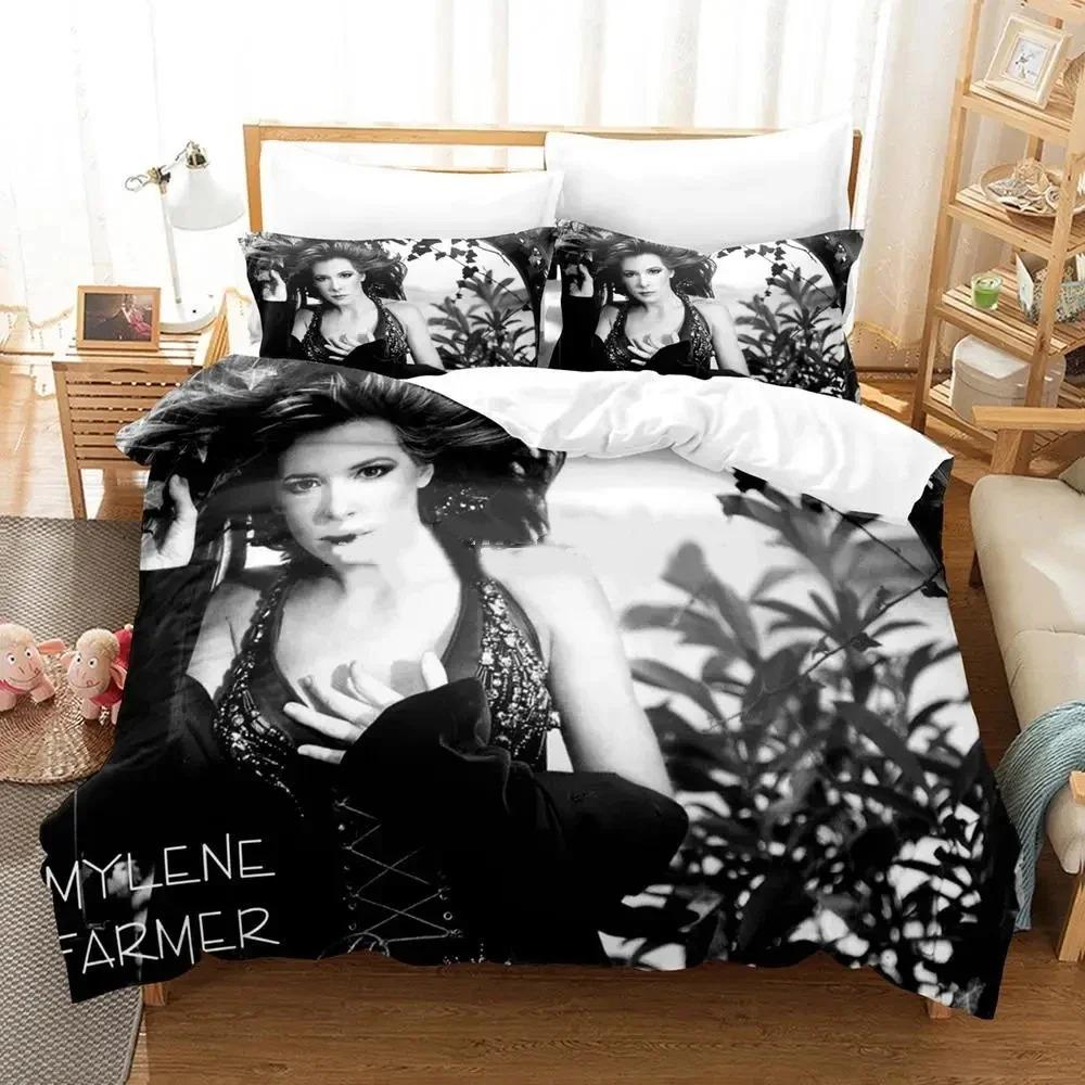 France Mylène Farmer Duvet Cover Pillowcase 2/3Piece Bedding Set for Kids Girl Boys Bedroom Gift Single Double Large Size