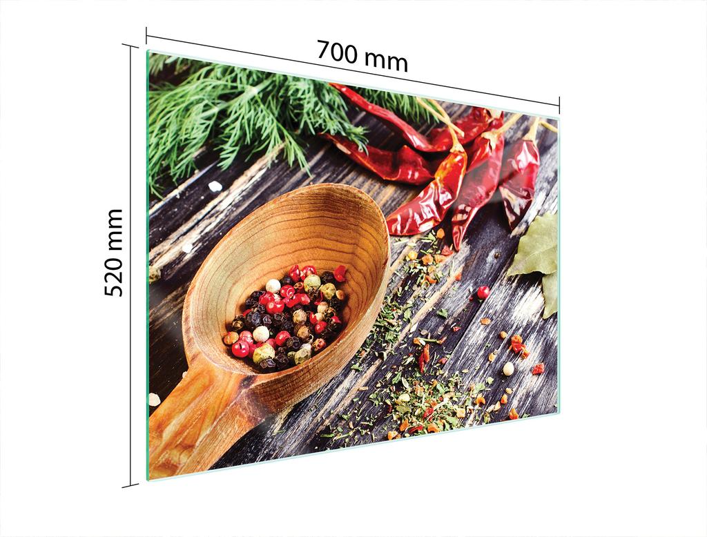 SZKLANA PŁYTA OCHRONNA NA KUCHENKĘ 70x52 PRZYPRAWY