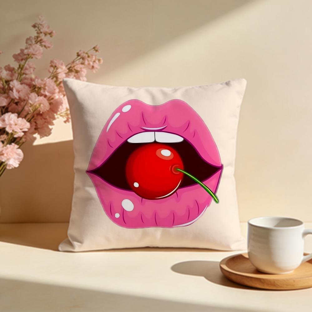 Classic Red Lips Cushion Cover Soft Pillow Cases for Home Bedroom Living Room Sofa