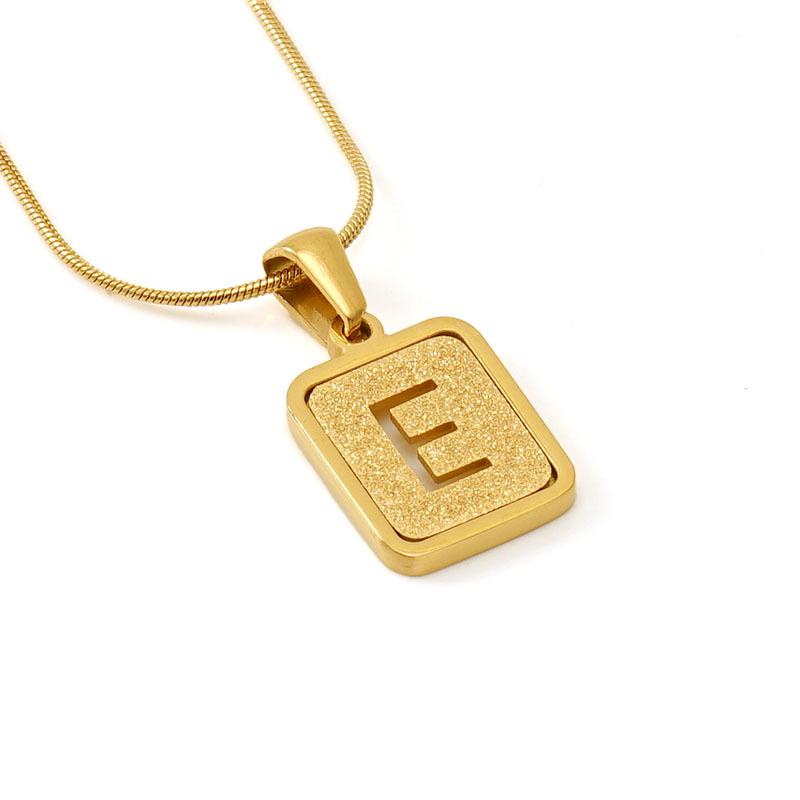 Colier cu pandantiv cu 26 de litere placat cu oțel inoxidabil cu design lanț șarpe rotund