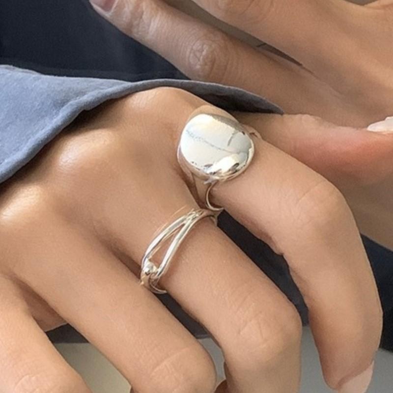 VENTFILLE 925 Sterling Silve Geometry Smooth Ring for Women Punk Minimalism Personality Open Versatile Jewelry Ins Gift Dropship