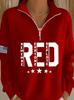 Winter 2026 American Flag Print Women's Half-Zip Hoodie