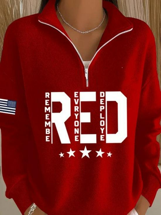 Winter 2026 American Flag Print Women's Half-Zip Hoodie