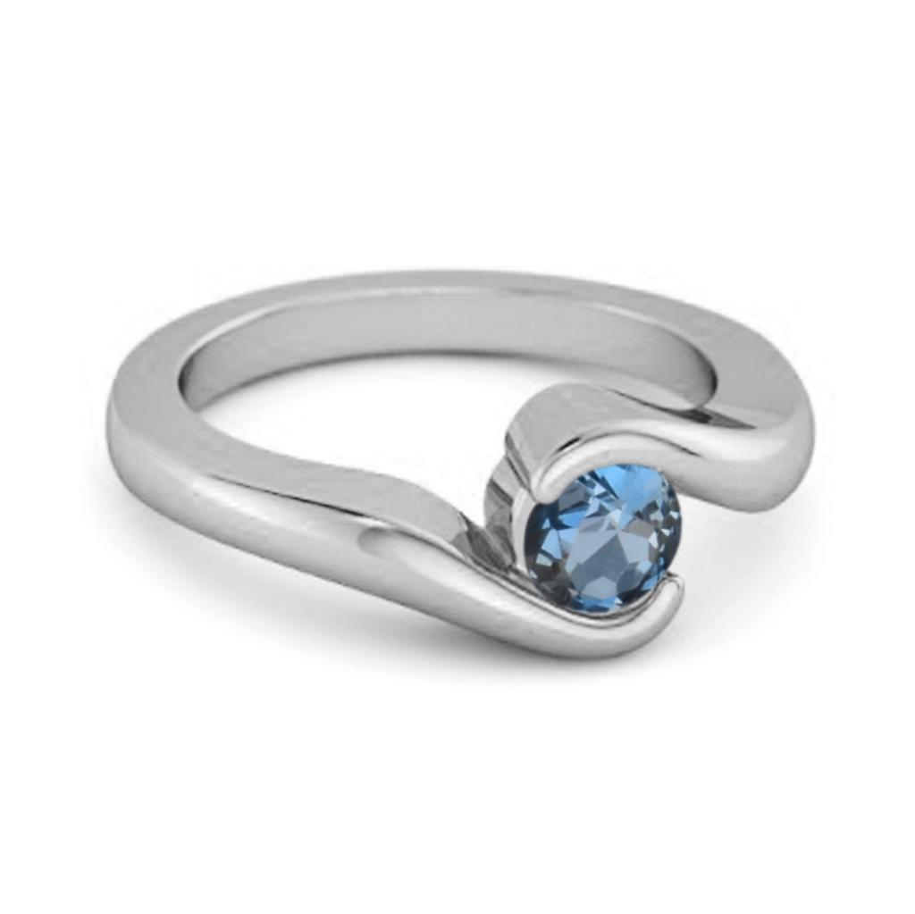 London Blue Topaz Modern Bypass Band Ring - 925 Sterling Silver