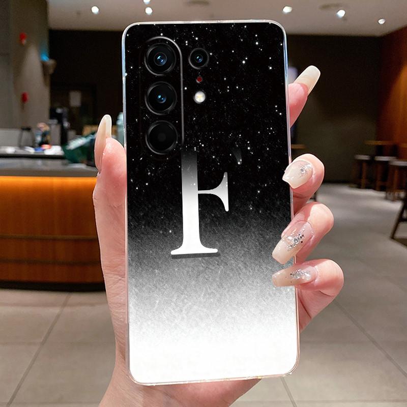 Anti-scratch Case For Tecno Camon 50 Pro 4G Jelly Clear TPU Soft Casing Fashion Lucky Initial Letter With Flower Couple Shell