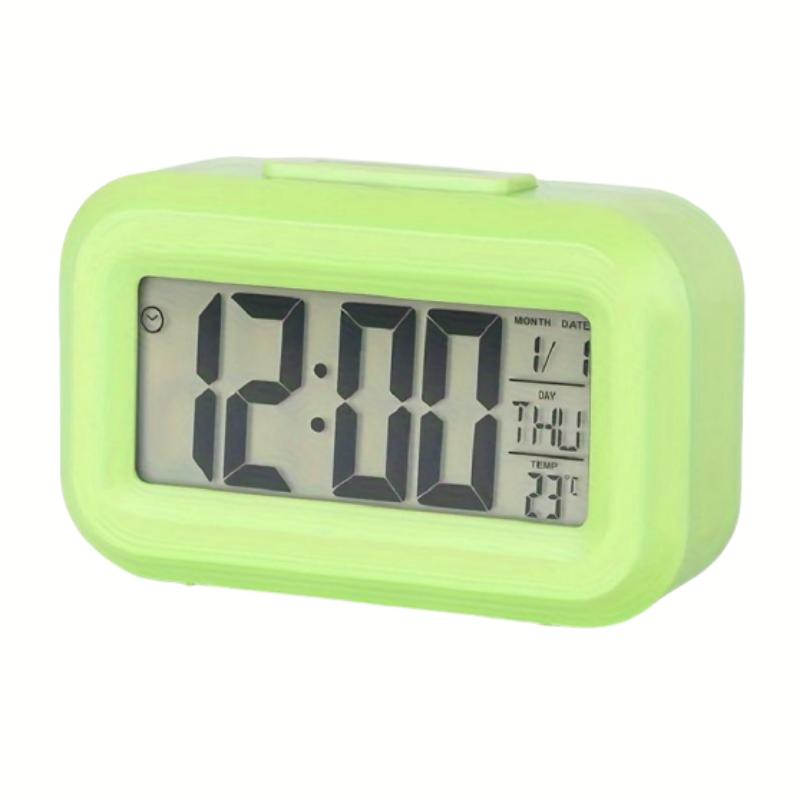 Smart Digital Alarm Clock Black White LCD Display with Temperature Calendar Timer Led Light for Bedroom Office (Without Battery)