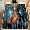 1PC Virgin Mary with Sacred Heart Print Blanket Warm Soft Fluffy Kids and Adult Sofa Bed Throw Blanket Outdoor Travel Camping RV