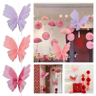 48cm Big Simulation Butterfly Gauze Material Hollow Design 3D Butterfly 3D Effect Large Size Large Butterfly Shopping Decoration