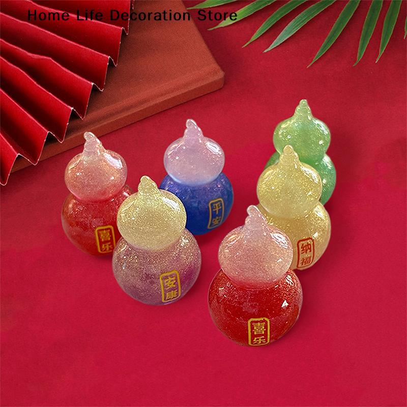 3pcs Creative Miniature Landscape Gourd Peace Joy And Wealth Resin Accessories DIY Pendant Lucky Car Ornament Jewelry Home Decor