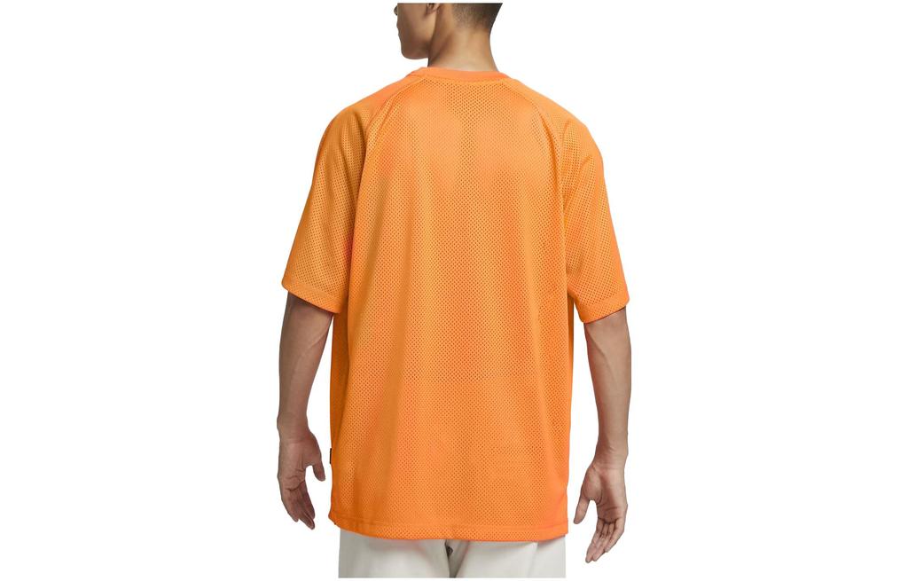 Nike T Shirts Men's Bright Orange Crew Neck Moderate Straight Fit DX0157-885