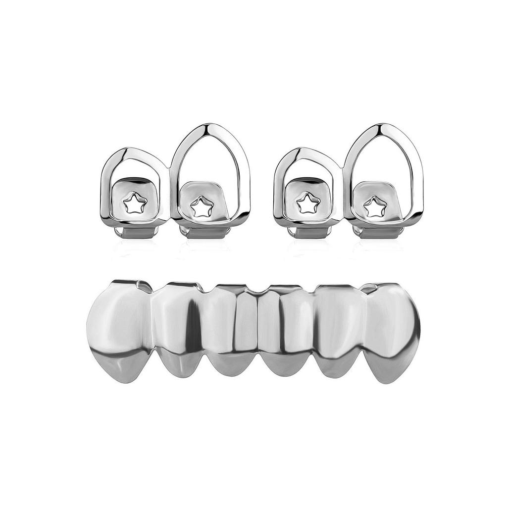 Ensemble de décorations de dents Cosplay Halloween Couvre-dents Brillants Accessoires Hip Hop Polyvalents Tendance pour Hommes Creux